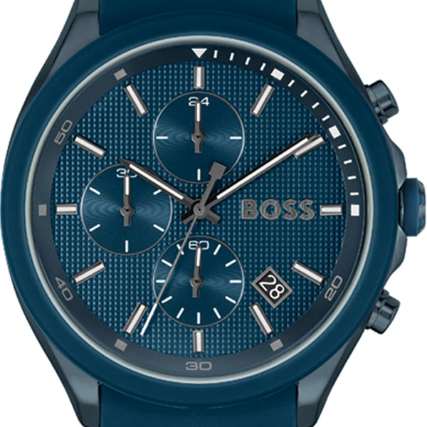 Shop Hugo Boss Velocity Chronograph Blue Dial Blue Rubber Strap Watch For Men - 1514061 in USA