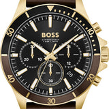 Hugo Boss Troper Chronograph Black Dial Brown Leather Strap Watch For Men - 1514100