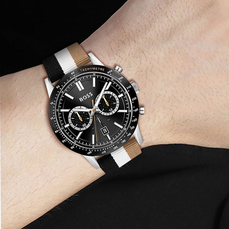 Hugo Boss Allure Chronograph Black Dial Multicolor Nylon Strap Watch for Men - 1513963 Buy Now By Hugo Boss