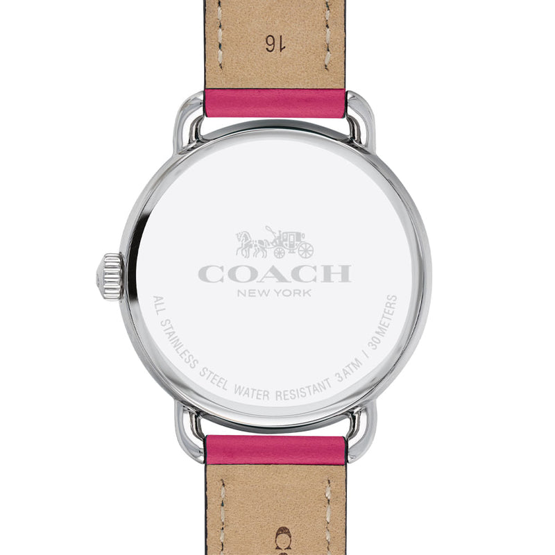 Coach Delancey White Dial Pink Leather Strap Watch for Women - 14502717 Buy Now By Coach