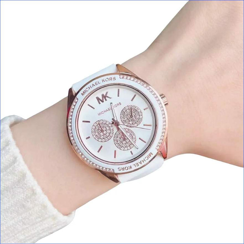 Michael Kors Oversized Sport Quartz White Dial White Rubber Strap Watch For Women - MK6945 Buy Now By Michael Kors