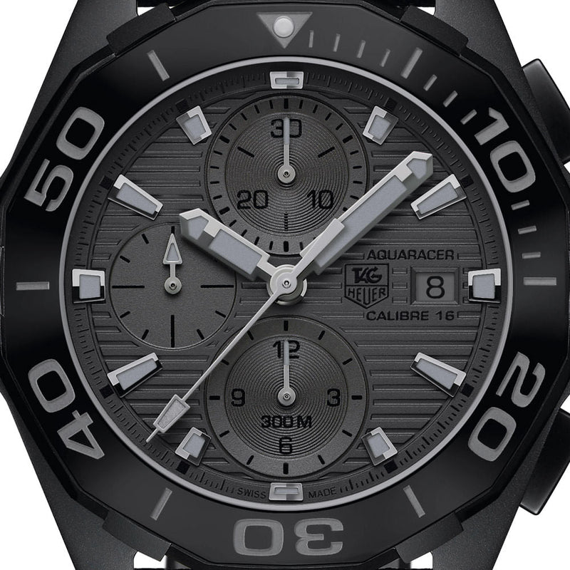Tag Heuer Aquaracer Automatic Chronograph Special Edition Titanium Grey Dial Black Leather Strap Watch for Men - CAY218B.FC6370 Buy Now By Tag Heuer