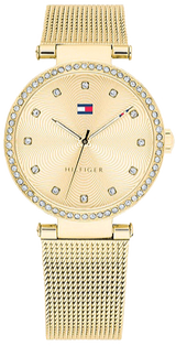 Tommy Hilfiger Lynn Quartz Gold Dial Gold Mesh Bracelet Watch For Women - 1781864