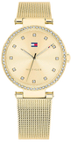 Tommy Hilfiger Lynn Quartz Gold Dial Gold Mesh Bracelet Watch For Women - 1781864