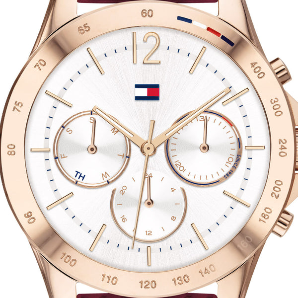 Tommy Hilfiger Haven Quartz White Dial Red Rubber Strap Watch For Women - 1782200