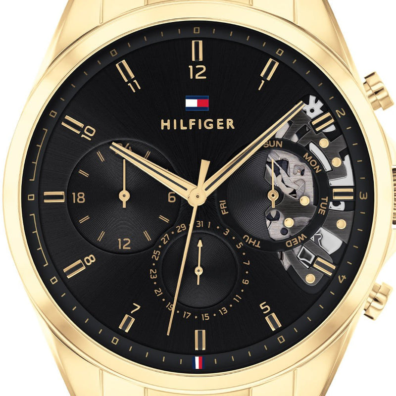 Tommy Hilfiger Baker Chronograph Black Dial Gold Steel Strap Watch for Men - 1710447 Buy Now By Tommy Hilfiger