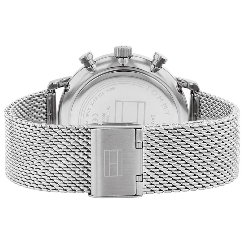 Tommy Hilfiger Legend Chronograph Green Dial Silver Mesh Bracelet Watch For Men - 1710567
