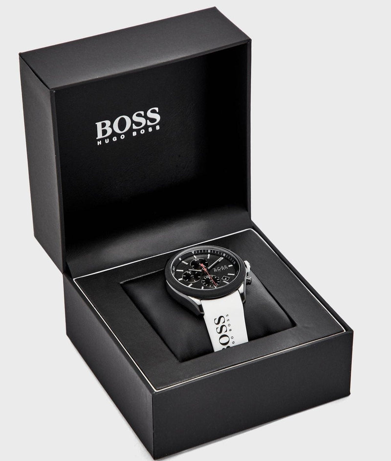 Shop Hugo Boss Velocity Black Dial White Rubber Strap Watch for Men - 1513718 in USA