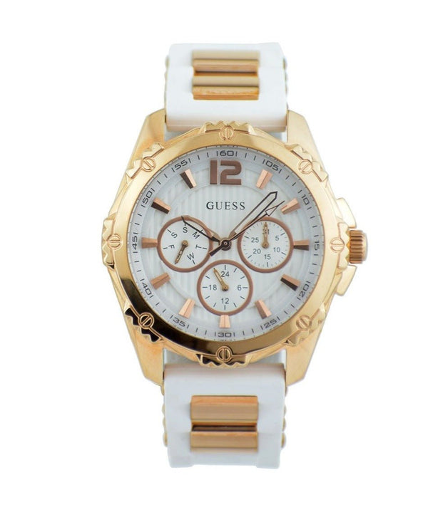 Shop Guess Intrepid White Dial Two Tone Silicone Strap Watch For Women - W0325L6 in USA
