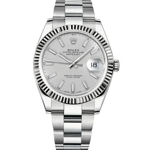 Shop Rolex Datejust 41 Oyster Silver Dial Two Tone Oyster Steel & White Gold Strap Watch For Men - M126334-0003 in USA