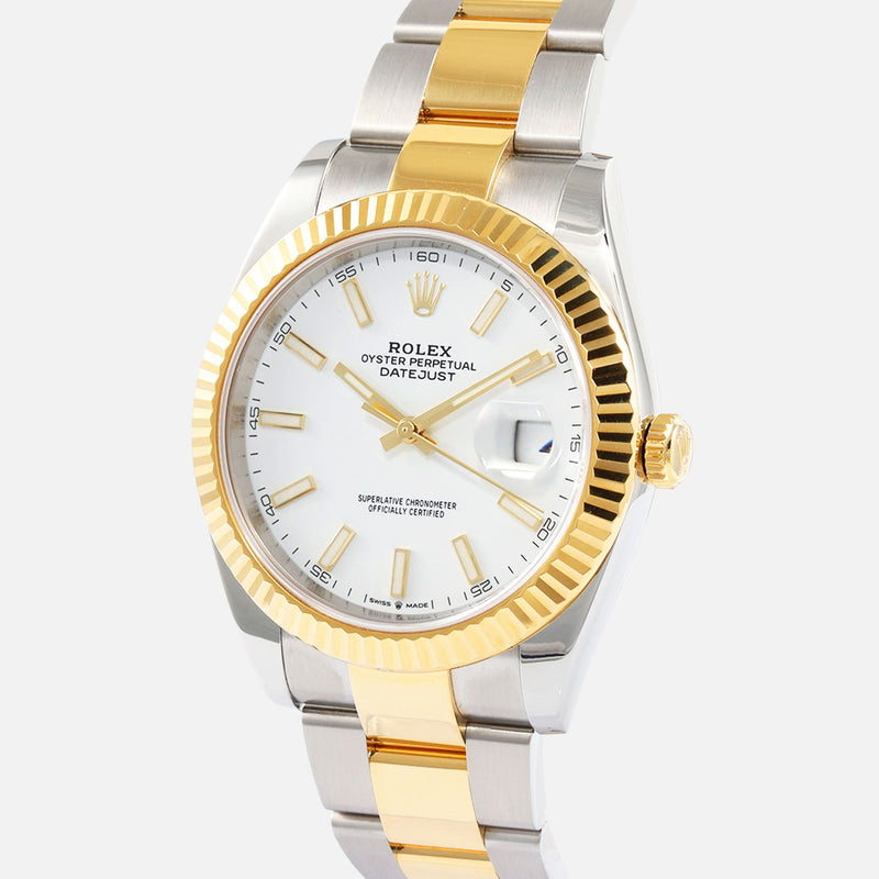 Shop Rolex Datejust 41 Oyster White Dial Two Tone Oystersteel & Yellow Gold Strap Watch for Men - M126333-0015 in USA