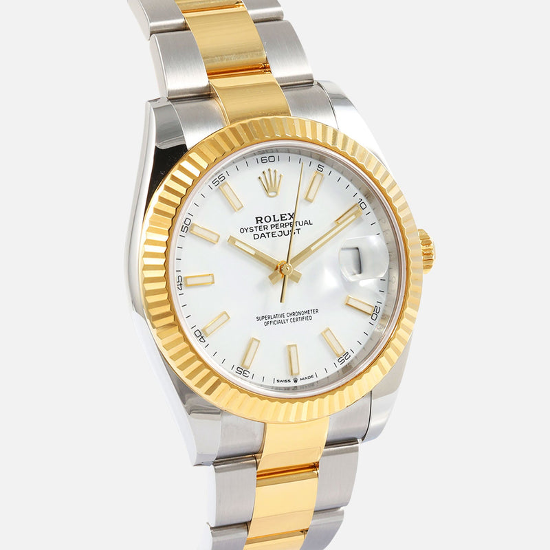 Shop Rolex Datejust 41 Oyster White Dial Two Tone Oystersteel & Yellow Gold Strap Watch for Men - M126333-0015 in USA