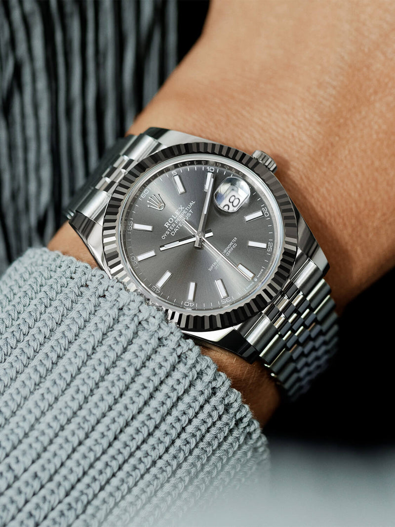 Shop Rolex Datejust 41 Oyster Grey Dial Two Tone Oystersteel & White Gold Strap Watch for Men - M126334-0014 in USA