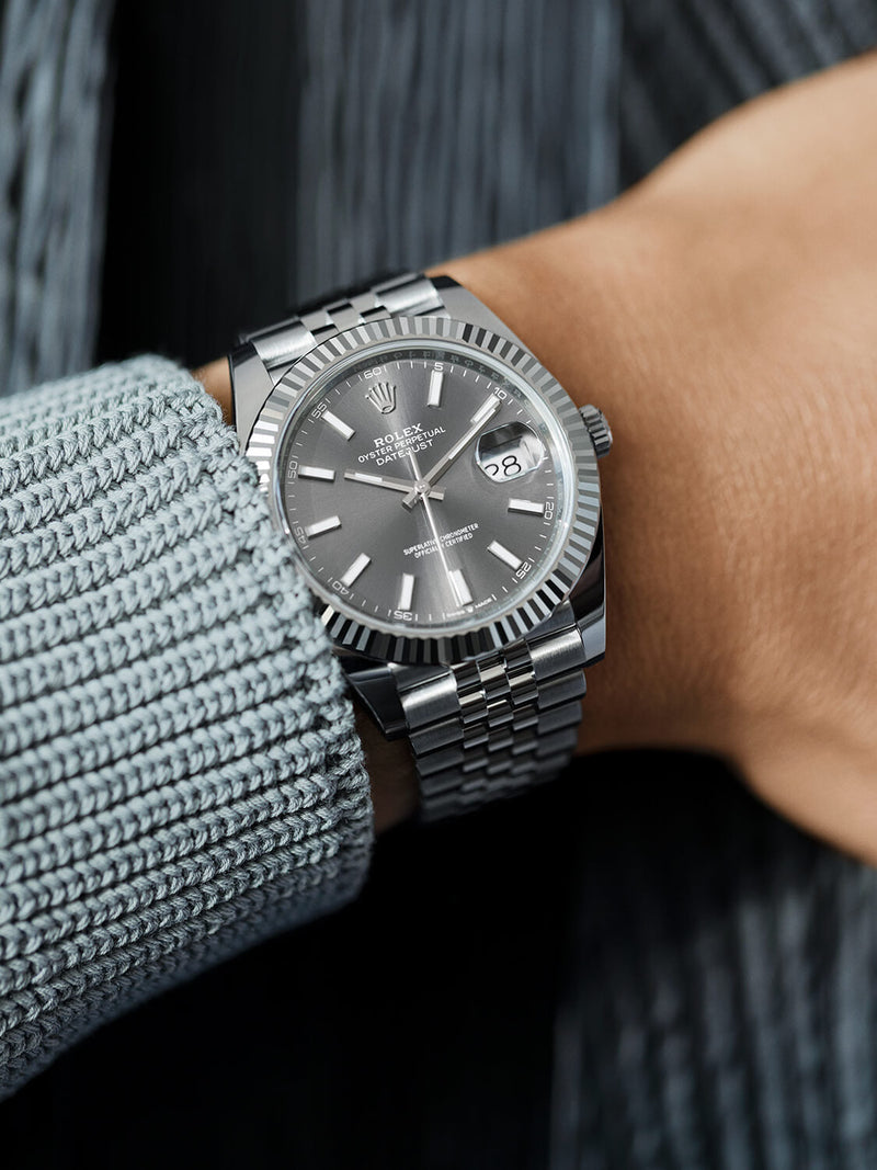 Shop Rolex Datejust 41 Oyster Grey Dial Two Tone Oystersteel & White Gold Strap Watch for Men - M126334-0014 in USA