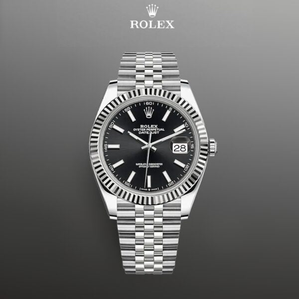 Shop Rolex Datejust 41 Oyster Black Dial Two Tone Oystersteel & White Gold Strap Watch for Men - M126334-0018 in USA