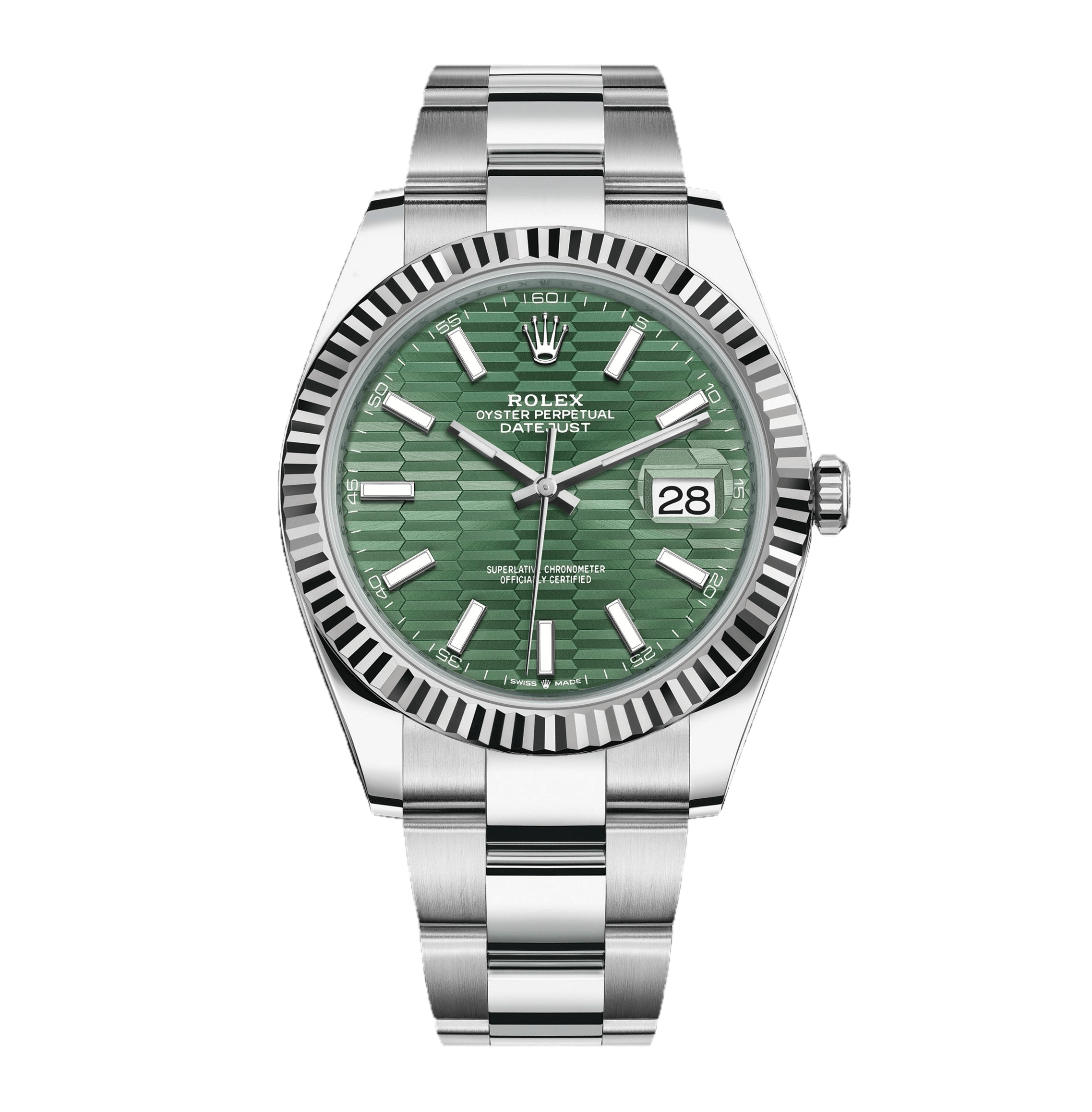 Rolex Datejust 41 Oyster Mint Green Dial Oyster Steel & White Gold Strap Watch for Men - M126334-0029