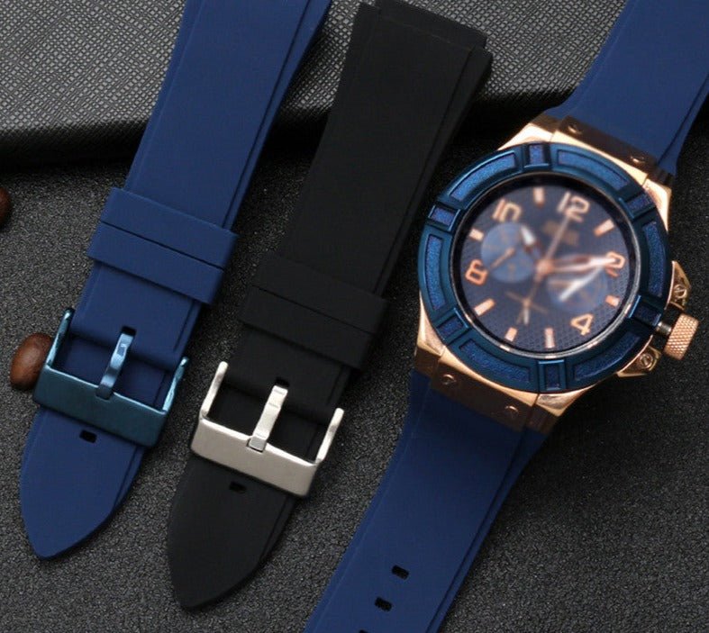 Shop Guess Rigor Blue Dial Blue Silicone Strap Watch For Men - W0247G3 in USA