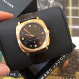 Marc Jacobs Mandy Black Dial Black Leather Strap Watch for Women - MJ1597 Buy Now By Marc Jacobs