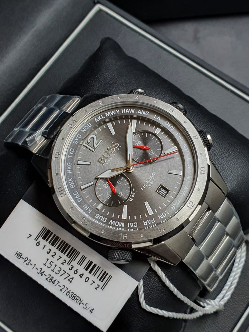 Hugo Boss Nomad Grey Dial Silver Steel Strap Watch for Men - 1513774 Buy Now By Hugo Boss
