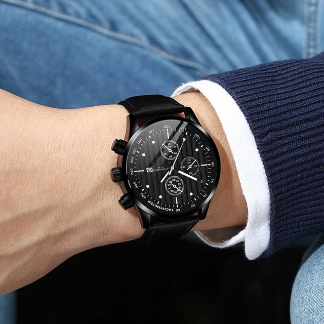 Hugo Boss Blackout Chronograph Black Dial Black Leather Strap Watch For Men - HB1512567 Buy Now By Hugo Boss