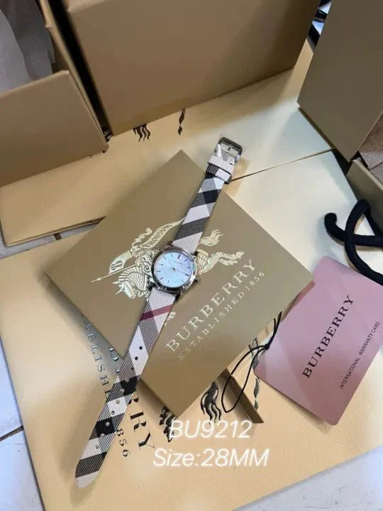 Shop Burberry The City Nova Silver Dial Brown Leather Strap Watch for Women - BU9212 in USA