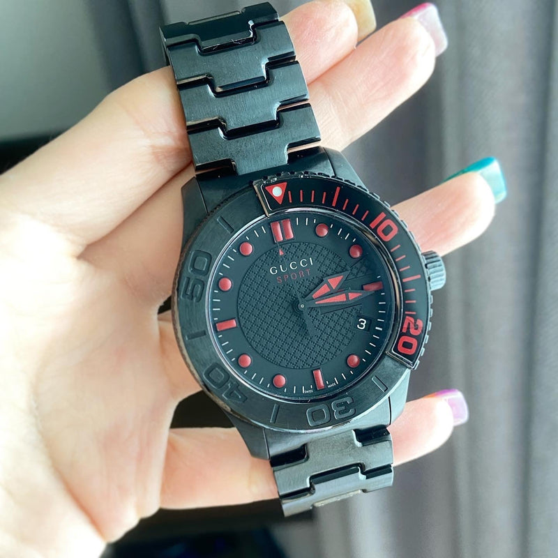 Gucci G Timeless Sport Black Dial Black Steel Strap Watch For Men - YA126230 Buy Now By Gucci