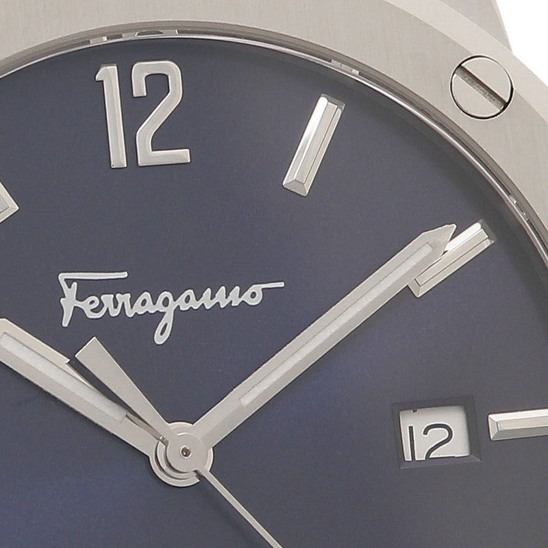 Shop Salvatore Ferragamo F-80 Classic Blue Dial Silver Steel Strap Watch for Men - SFDT01320 in USA