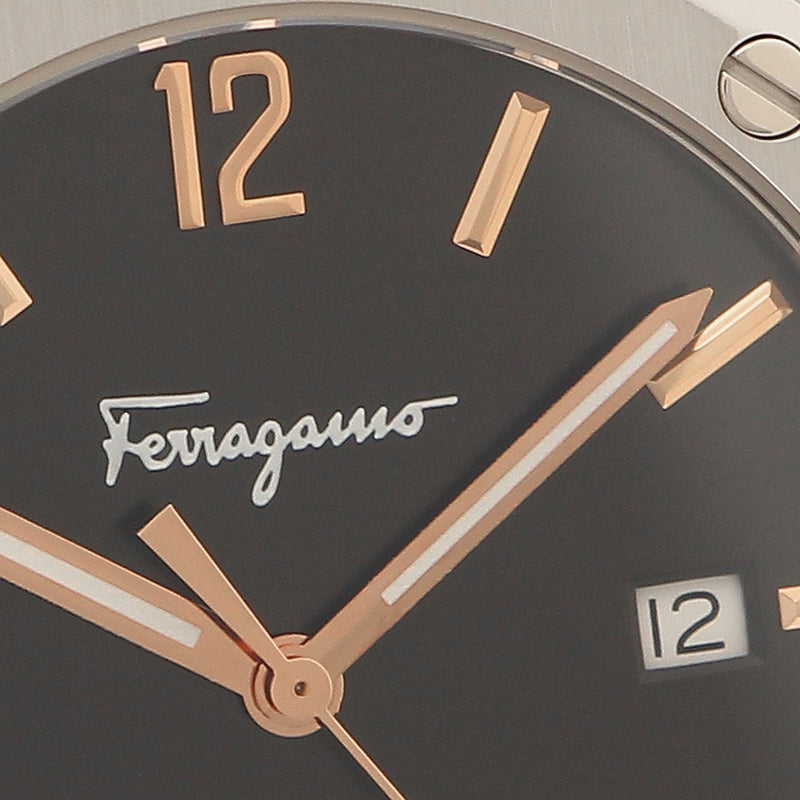 Shop Salvatore Ferragamo F-80 Classic Black Dial Silver Steel Strap Watch for Men - SFDT02423 in USA