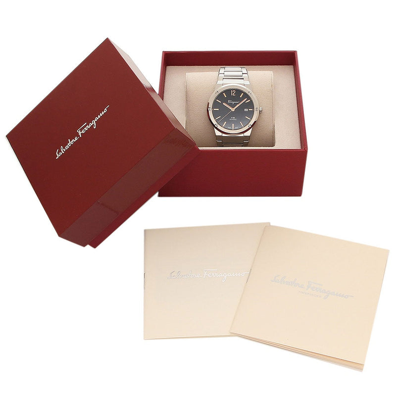 Shop Salvatore Ferragamo F-80 Classic Black Dial Silver Steel Strap Watch for Men - SFDT02423 in USA