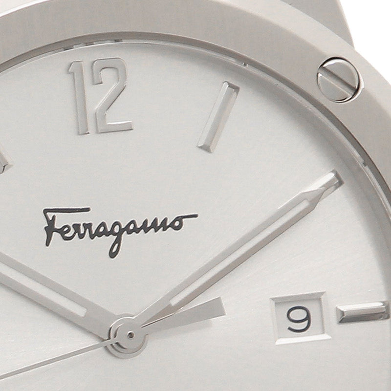 Shop Salvatore Ferragamo F-80 Classic Silver Dial Silver Steel Strap Watch for Men - SFDT02223 in USA