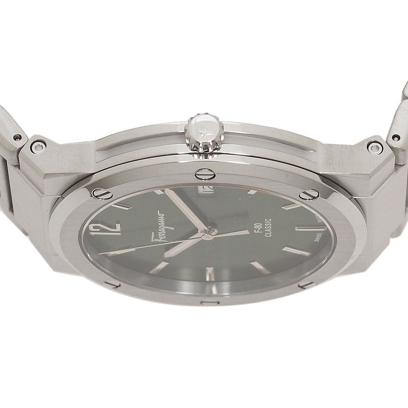Shop Salvatore Ferragamo F-80 Classic Green Dial Silver Steel Strap Watch for Men - SFDT02123 in USA