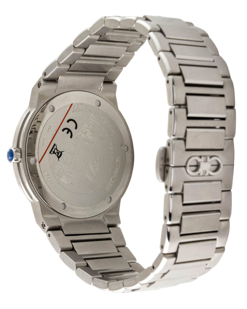 Shop Salvatore Ferragamo F-80 Classic Blue Dial Silver Steel Strap Watch for Men - SFDT01320 in USA