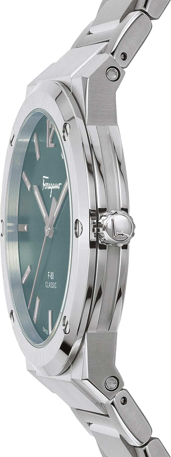 Shop Salvatore Ferragamo F-80 Classic Blue Dial Silver Steel Strap Watch for Men - SFDT01320 in USA