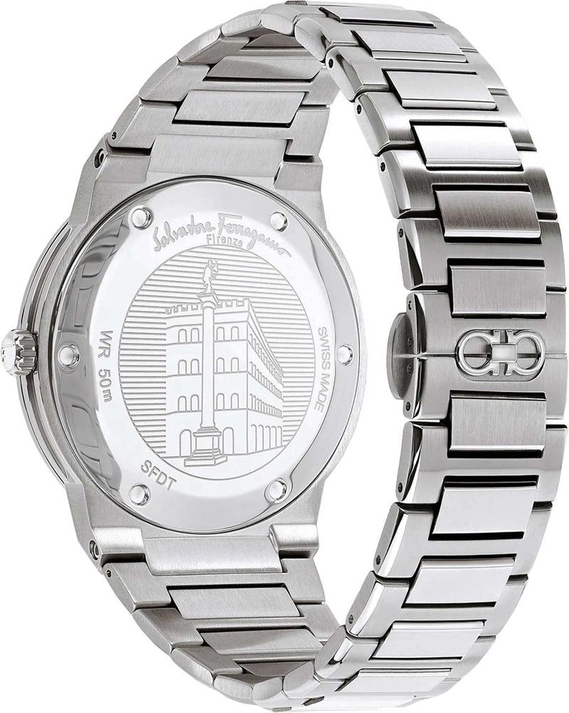 Shop Salvatore Ferragamo F-80 Classic Blue Dial Silver Steel Strap Watch for Men - SFDT01320 in USA
