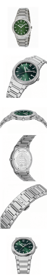 Shop Salvatore Ferragamo F-80 Classic Green Dial Silver Steel Strap Watch for Men - SFDT02123 in USA