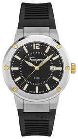 Salvatore Ferragamo F-80 Black Dial Black Rubber Strap Watch For Men - SFHY00120 Buy Now By Salvatore Ferragamo