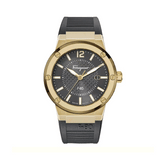 Shop Salvatore Ferragamo F-80 Classic Black Dial Black Rubber Strap Watch for Men - SFHY01621 in USA