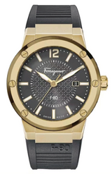 Shop Salvatore Ferragamo F-80 Classic Black Dial Black Rubber Strap Watch for Men - SFHY01621 in USA