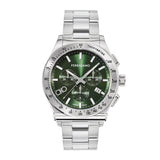 Shop Salvatore Ferragamo 1927 Chrono Green Dial Silver Steel Strap Watch for Men - SFKZ00423 in USA