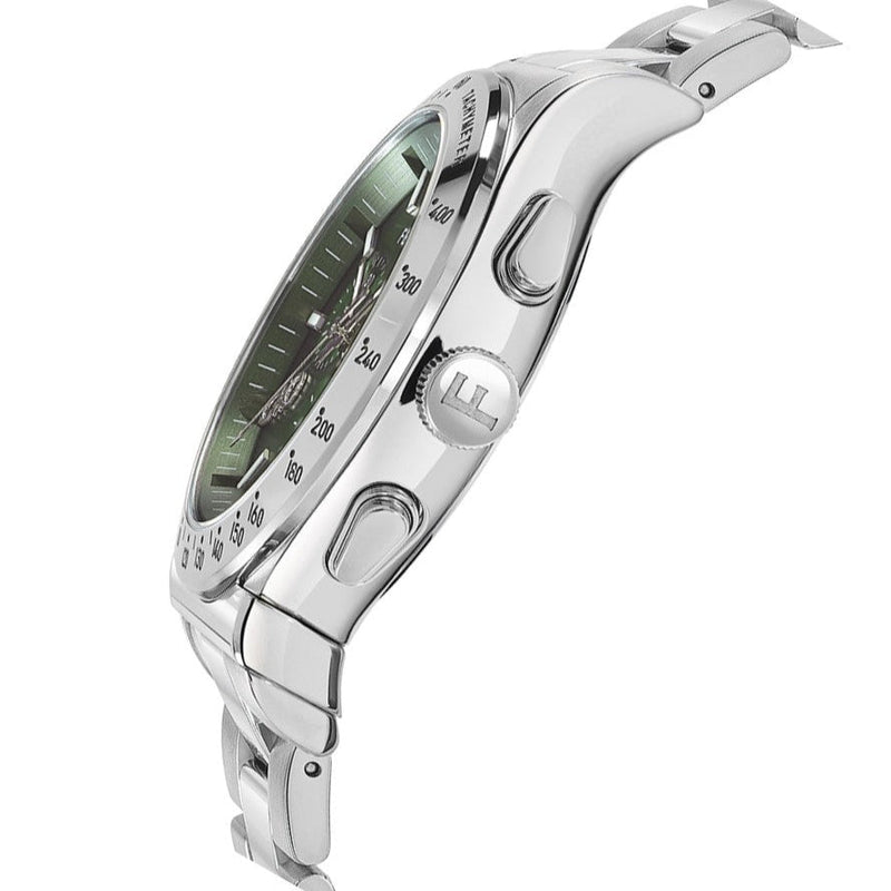 Shop Salvatore Ferragamo 1927 Chrono Green Dial Silver Steel Strap Watch for Men - SFKZ00423 in USA