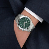 Shop Salvatore Ferragamo 1927 Chrono Green Dial Silver Steel Strap Watch for Men - SFKZ00423 in USA