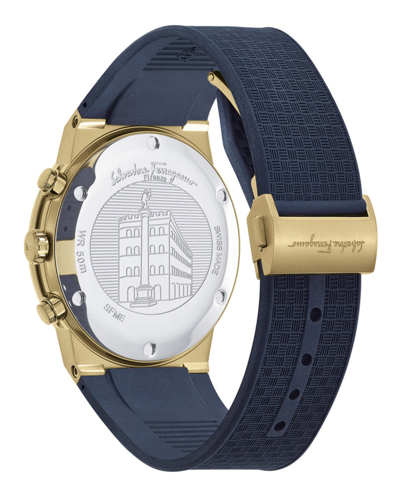 Salvatore Ferragamo Sapphire Chrono Blue Dial Blue Silicone Strap Watch for Men - SFME00221 Buy Now By Salvatore Ferragamo