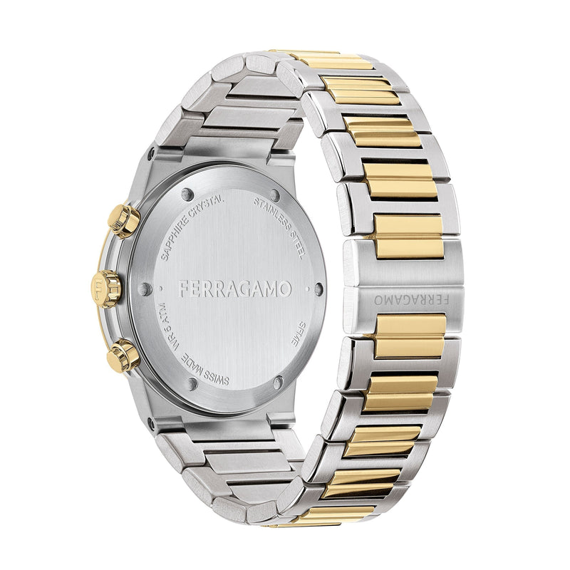 Shop Salvatore Ferragamo F-80 Classic White Dial Two Tone Steel Strap Watch for Men - SFME00821 in USA