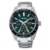 Shop Seiko Presage Sharp Edged Series GMT Green Dial Silver Steel Strap Watch For Men - SPB219J1 in USA
