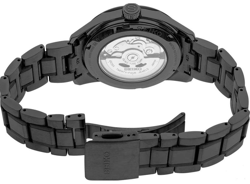 Shop Seiko Presage Sharp Edged Series Black Dial Black Steel Strap Watch For Men - SPB229J1 in USA