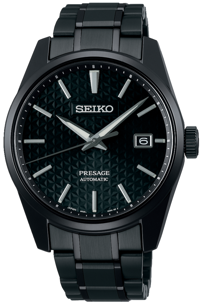 Shop Seiko Presage Sharp Edged Series Black Dial Black Steel Strap Watch For Men - SPB229J1 in USA