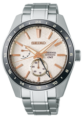 Shop Seiko Presage Sharp Edged Series Automatic GMT Champagne Dial Silver Steel Strap Watch For Men - SPB273J1 in USA