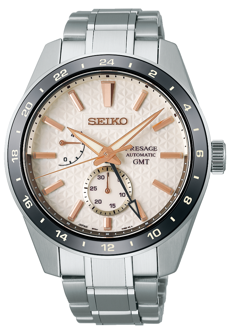 Shop Seiko Presage Sharp Edged Series Automatic GMT Champagne Dial Silver Steel Strap Watch For Men - SPB273J1 in USA
