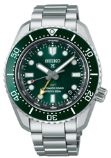 Shop Seiko Prospex GMT Divers Automatic Marine Green Dial Silver Steel Strap Watch For Men - SPB381J1 in USA