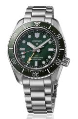 Shop Seiko Prospex GMT Divers Automatic Marine Green Dial Silver Steel Strap Watch For Men - SPB381J1 in USA